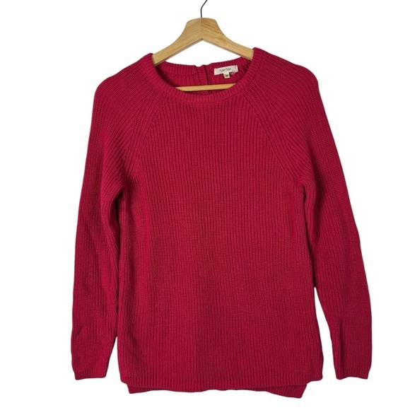Tyler Boe Red Button Back Mineral Wash Crewneck Pullover Sweater XS - Picture 1 of 4